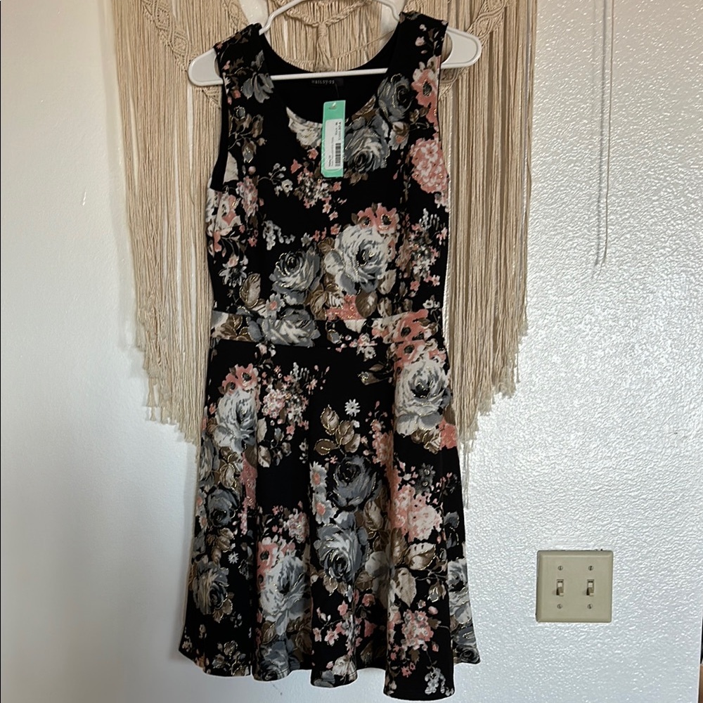 Hailey 23 Floral Sleeveless Dress - Black and Pink